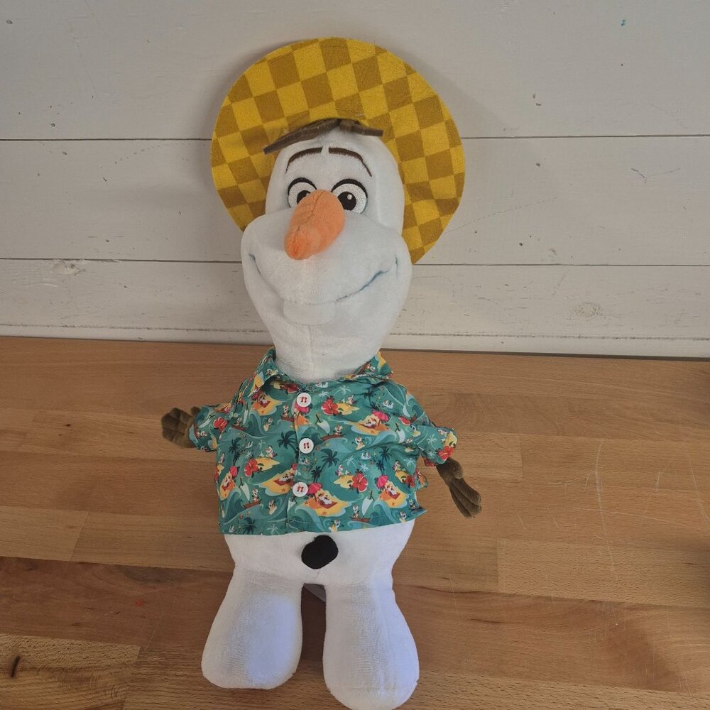 Build a Bear Disney Olaf Plush Toy With Hawaiian Shirt & Checkered Hat 13" Tall